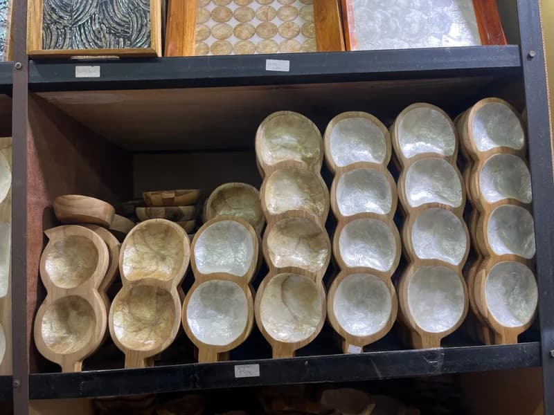(collection) Tray 2 & 4 Part Rectangle Wood And Shell Coating