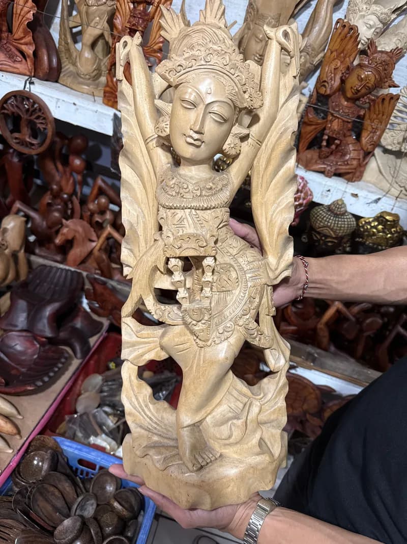 Balinese Person Carving made from Wood (suar) - Balinese Wood Carving (view 2) - thumbnail