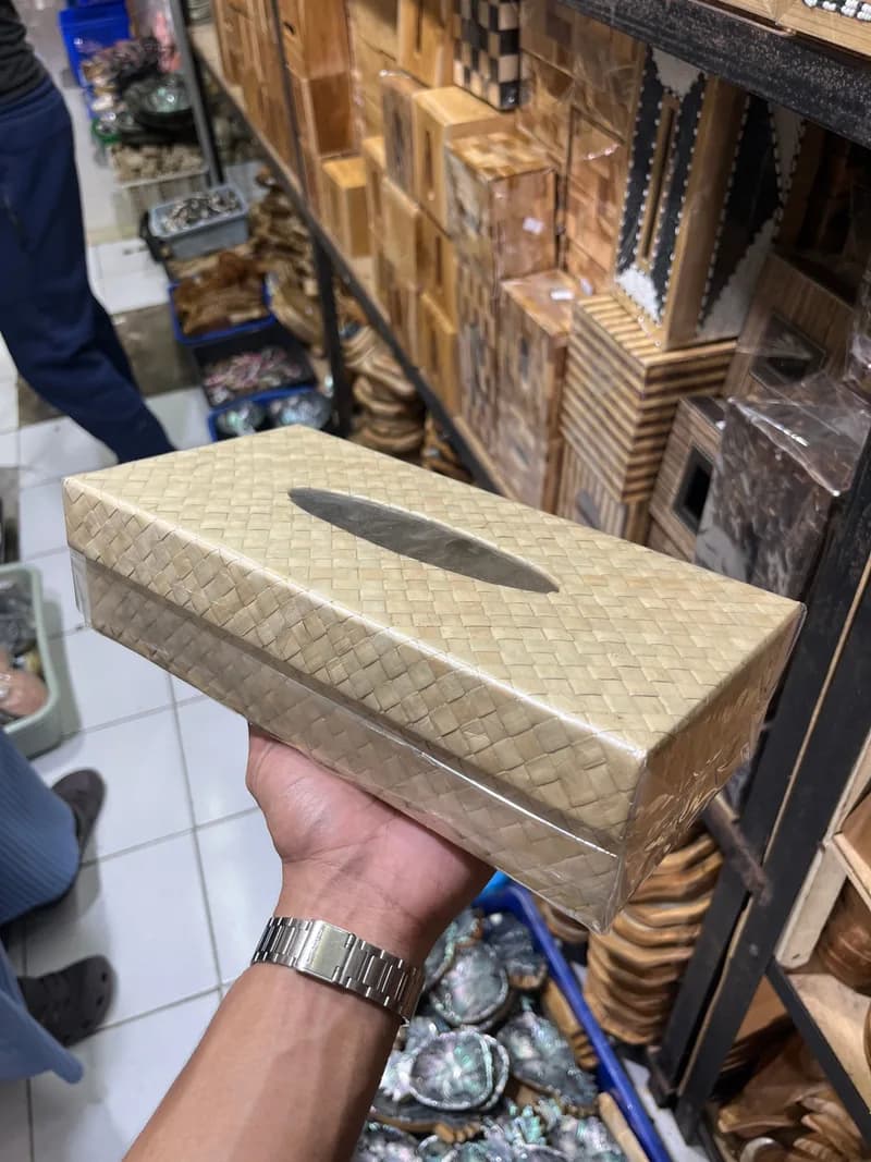Rattan Tissue Box made from Rattan (synthetic) - Balinese Arts & Crafts (view 2) - thumbnail