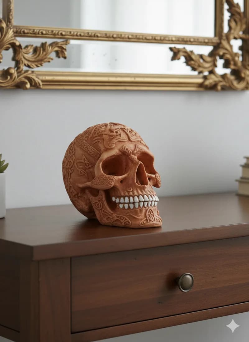 Sculpture Skull Resin (terracota Color) made from Resin - Balinese Arts & Crafts (view 3) - thumbnail