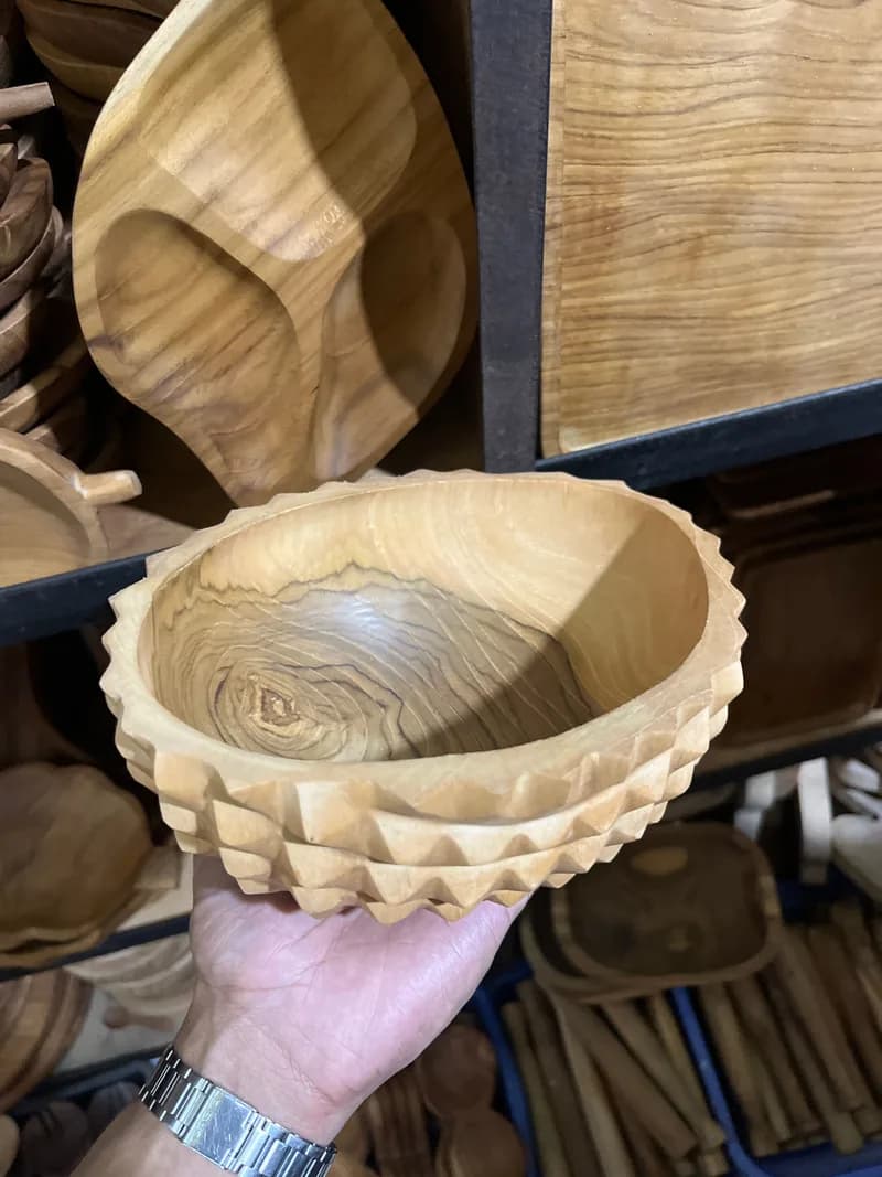 Bowl Durian Shaped made from Wood Base - Balinese Arts & Crafts (view 2) - thumbnail
