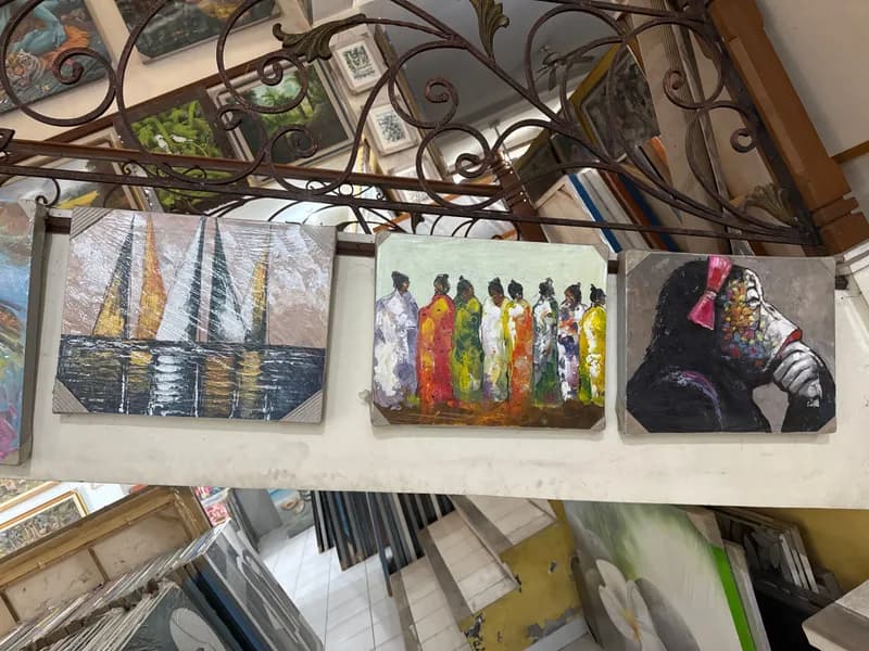 Assorted Contemporary Paintings Displayed, Multiple Designs Available