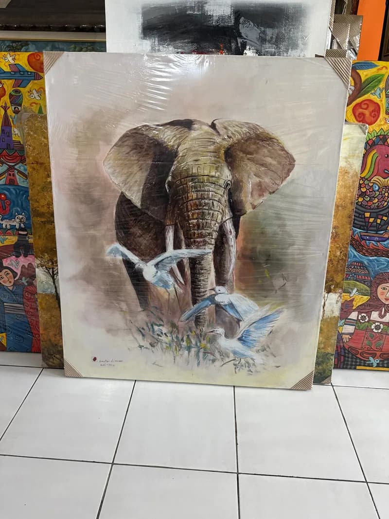 Majestic Elephant Portrait With Textured Abstract Background