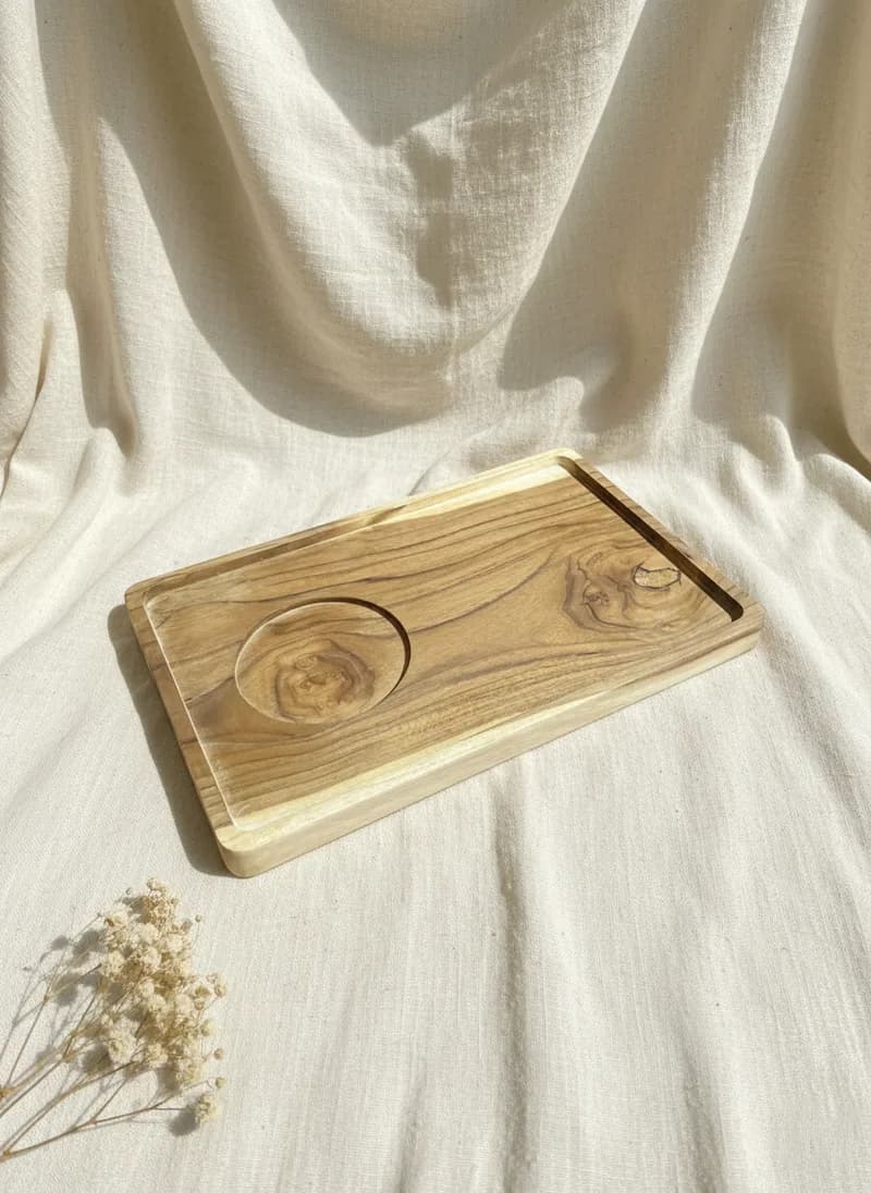 Tray Wood W/ Bowl Holder
