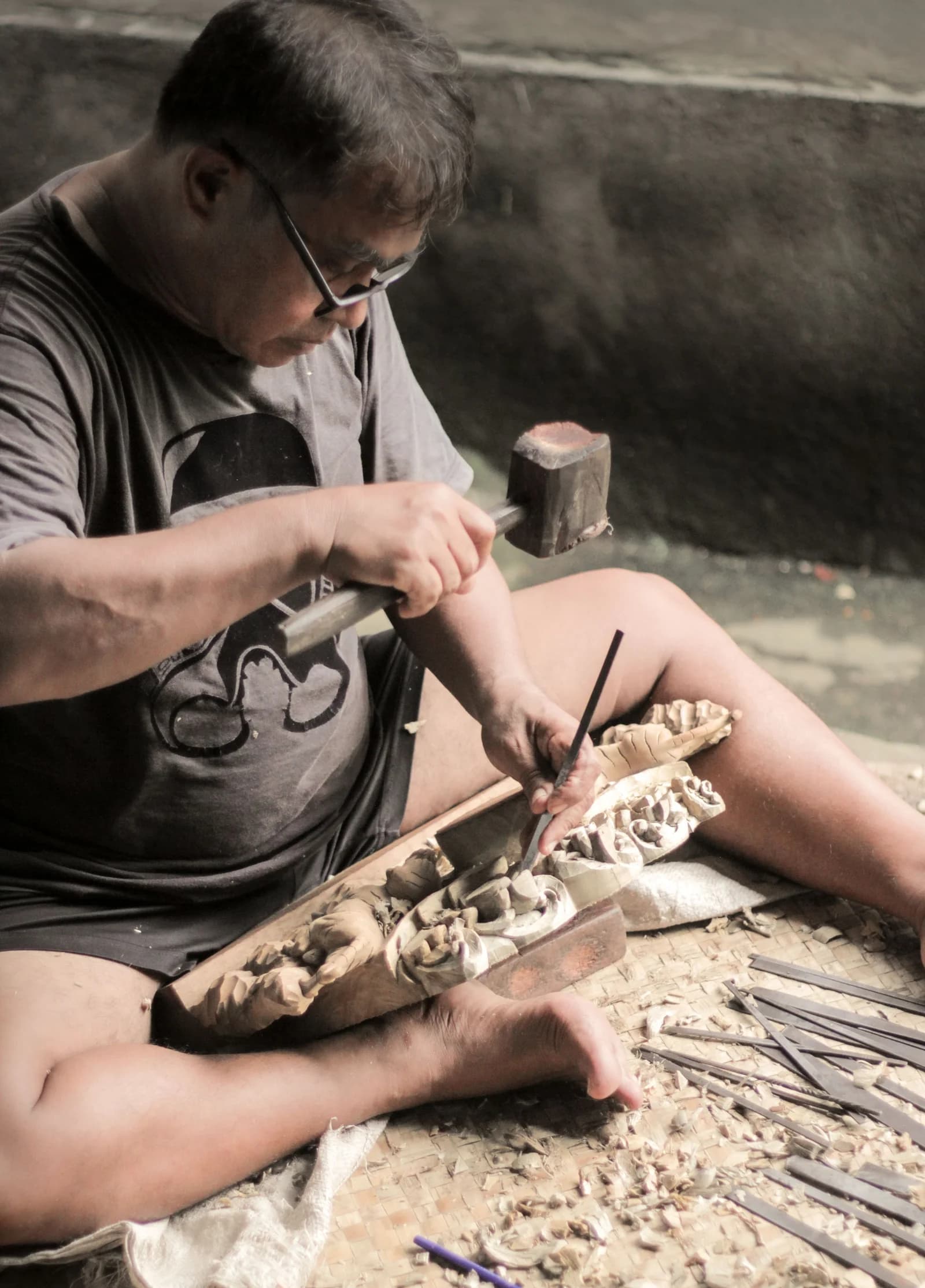 Detailed wood sculpture